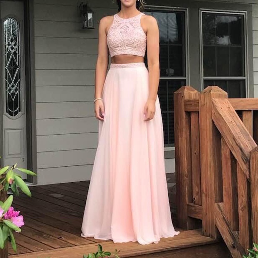 Pink 2-Piece Prom Dress